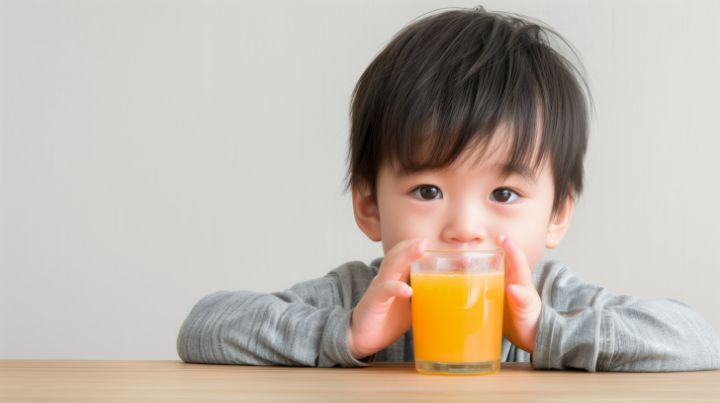 甘いジュースをよく飲む男の子