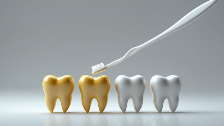 歯の黄ばみを予防するために口腔ケアの重要性を示すイメージ