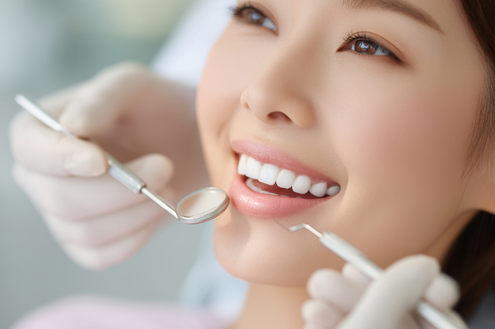 歯科医院で定期的にクリーニングを受ける笑顔の女性