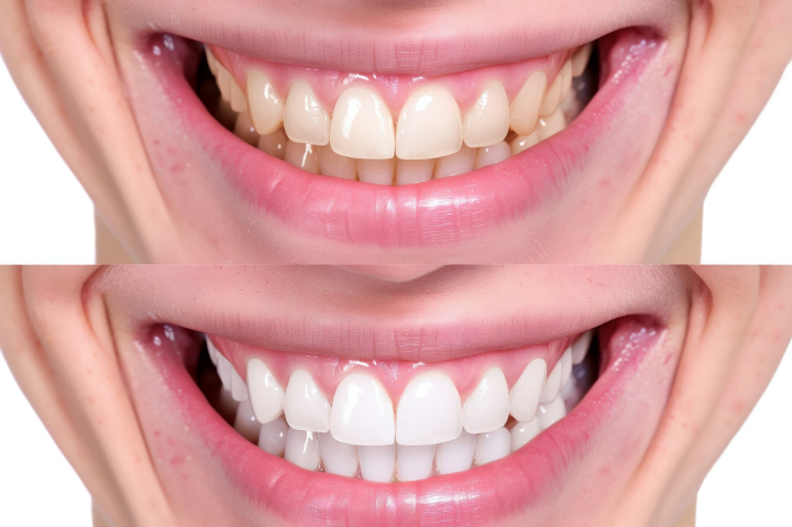 ホームホワイトニングをする前後の歯の比較イメージ