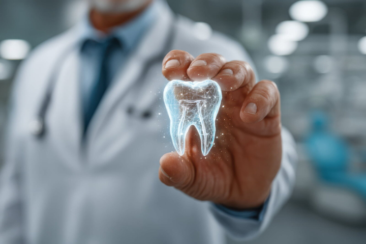 予防歯科について説明する歯科医